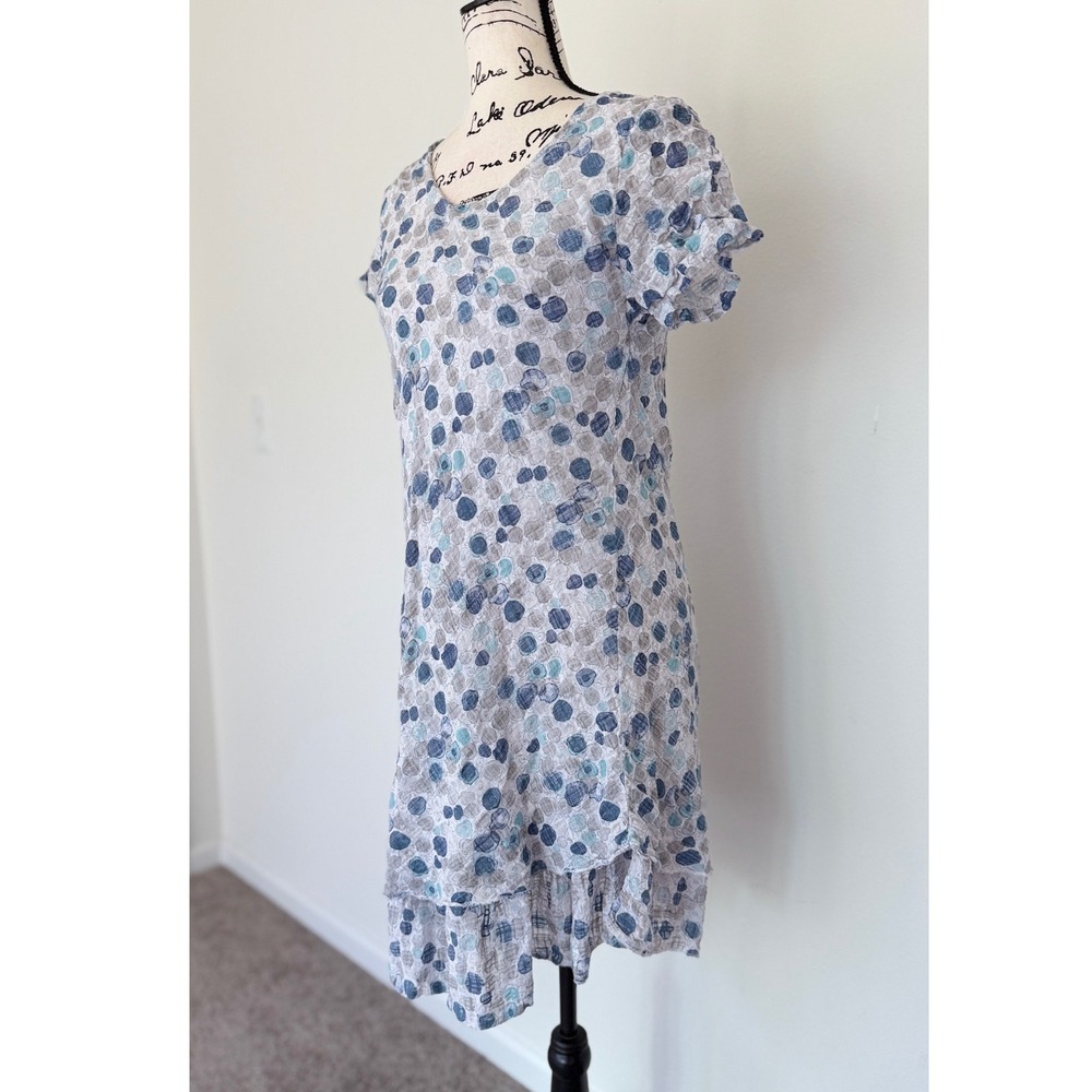 Nina Murati Blue Grey Polka Dot Cotton Gauze Tiered Dress Made in Italy Size M - Picture 10 of 15